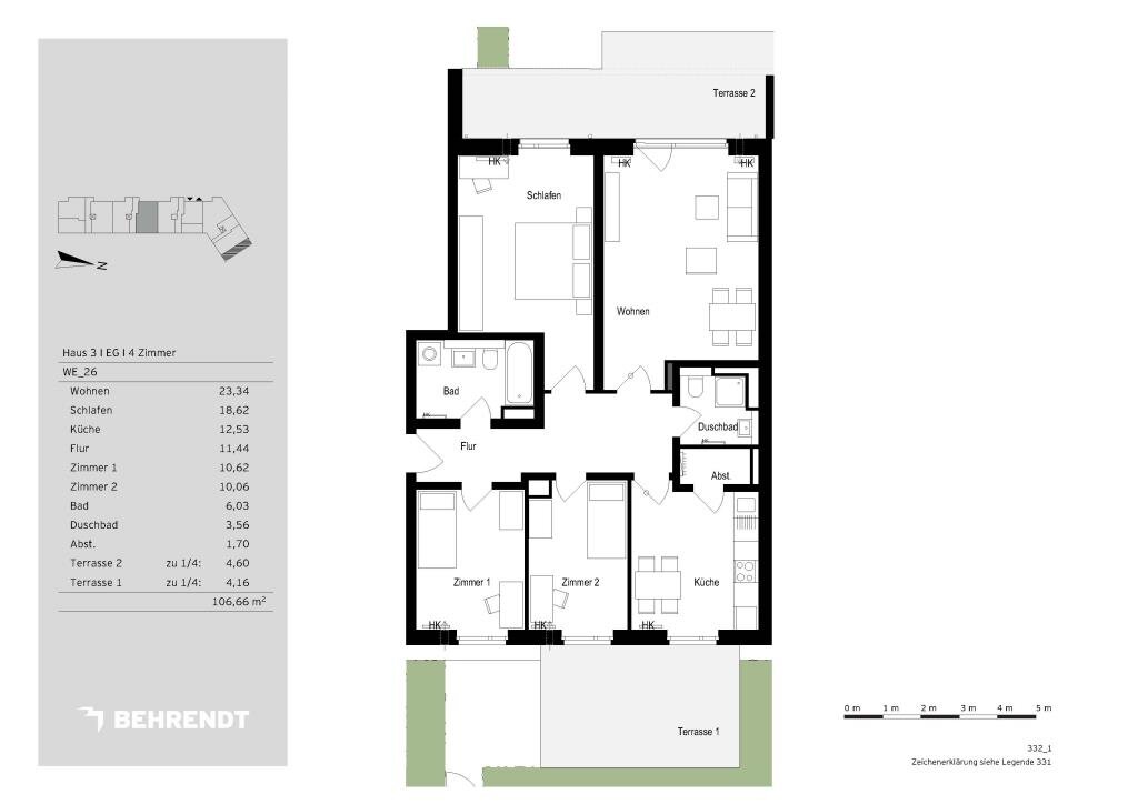 Wohnung zur Miete 1.600 € 4 Zimmer 106,7 m²<br/>Wohnfläche EG<br/>Geschoss Am Aalfang Ahrensburg 22926