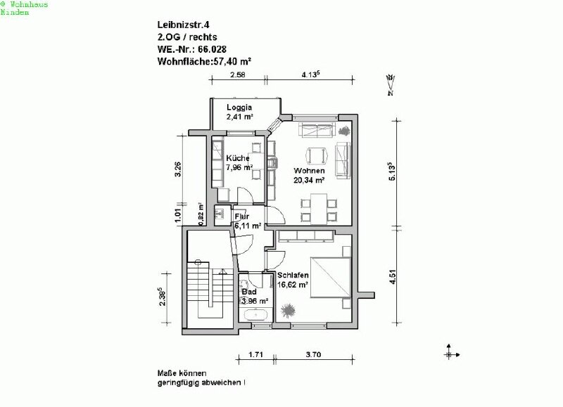 Wohnung zur Miete 799 € 2 Zimmer 57,4 m²<br/>Wohnfläche ab sofort<br/>Verfügbarkeit Leibnizstraße 4b Bärenkämpen 1 Minden 32425