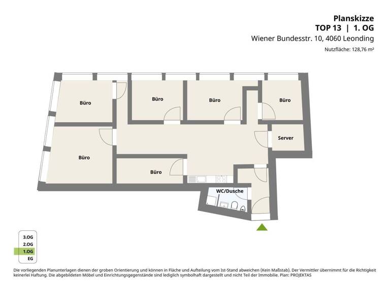 Bürogebäude zur Miete - Erstbezug 1.705 € 6 Zimmer 128,8 m² Bürofläche Wiener Bundesstraße 10 Leonding 4060