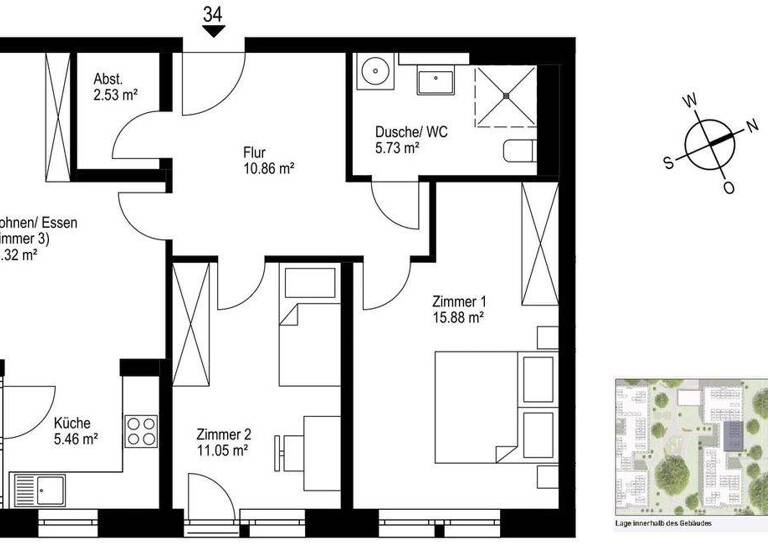 Wohnung zum Kauf - Erstbezug provisionsfrei 614.000 € 3 Zimmer 78 m² 3. Geschoss Haslach Freiburg 79115