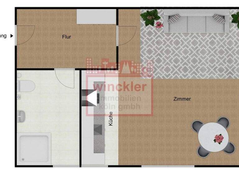 Studio zur Miete 420 € 1 Zimmer 35 m² 2. Geschoss frei ab 01.03.2026 Rösrather Straße 672 Rath/Heumar Köln 51107
