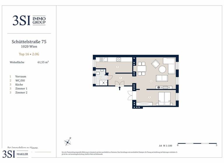 Wohnung zum Kauf 345.000 € 2 Zimmer 57 m² 2. Geschoss Schüttelstraße 75 Wien 1020