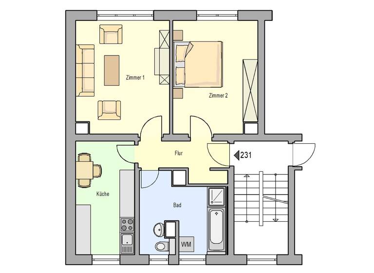 Wohnung zur Miete 420 € 2 Zimmer 58 m² 2. Geschoss frei ab sofort Windmühlenweg 20 Schleiz 07907