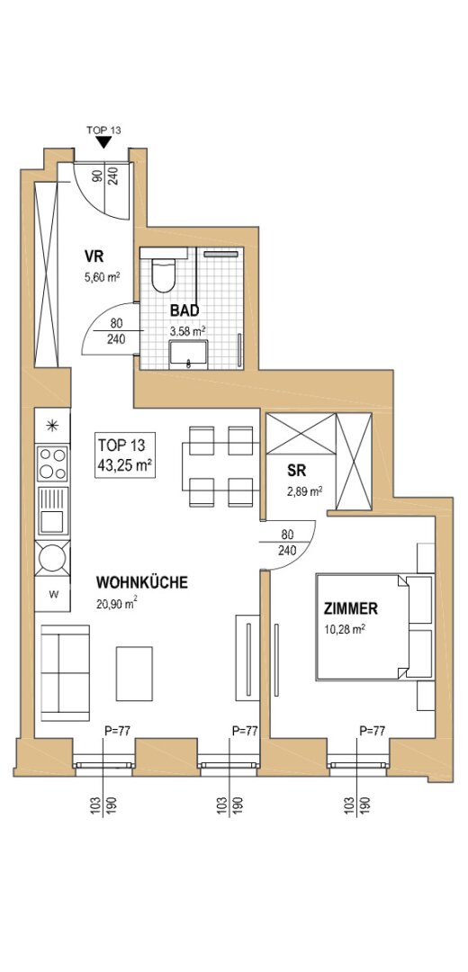 Wohnung zum Kauf 400.000 € 2 Zimmer 43,5 m²<br/>Wohnfläche 2.<br/>Geschoss Wien 1090