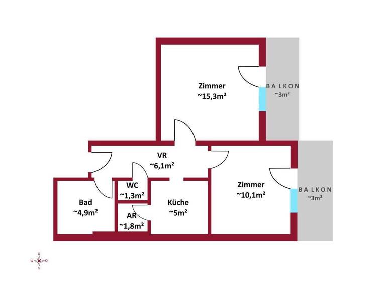 Wohnung zur Miete 745 € 2 Zimmer 44,6 m² 4. Geschoss Mödling 2340