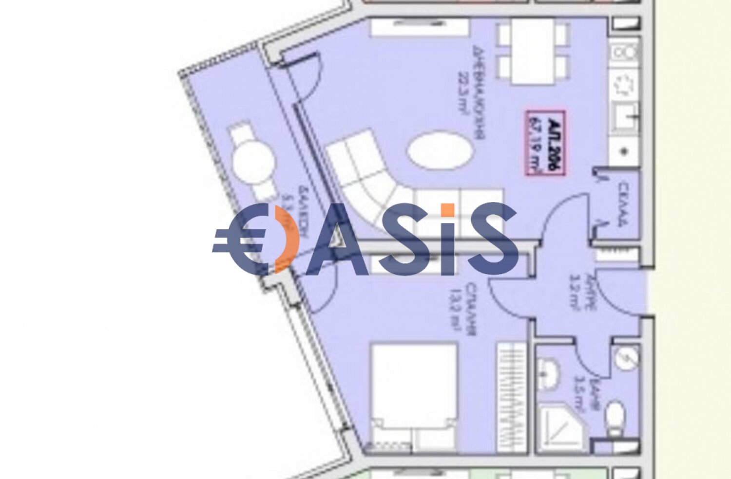 Apartment zum Kauf provisionsfrei 106.442 € 1 Zimmer 67 m²<br/>Wohnfläche 2.<br/>Geschoss ulica Dyuni 26 Ravda 8238