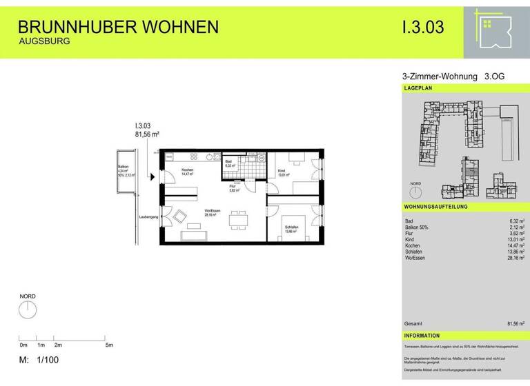 Wohnung zur Miete 1.329 € 3 Zimmer 81,6 m² frei ab sofort Oberhausen Augsburg 86154