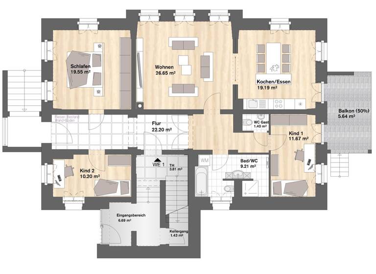 Wohnung zum Kauf provisionsfrei 437.500 € 4 Zimmer 125 m² EG Mittweidaer Straße Burgstädt 09217