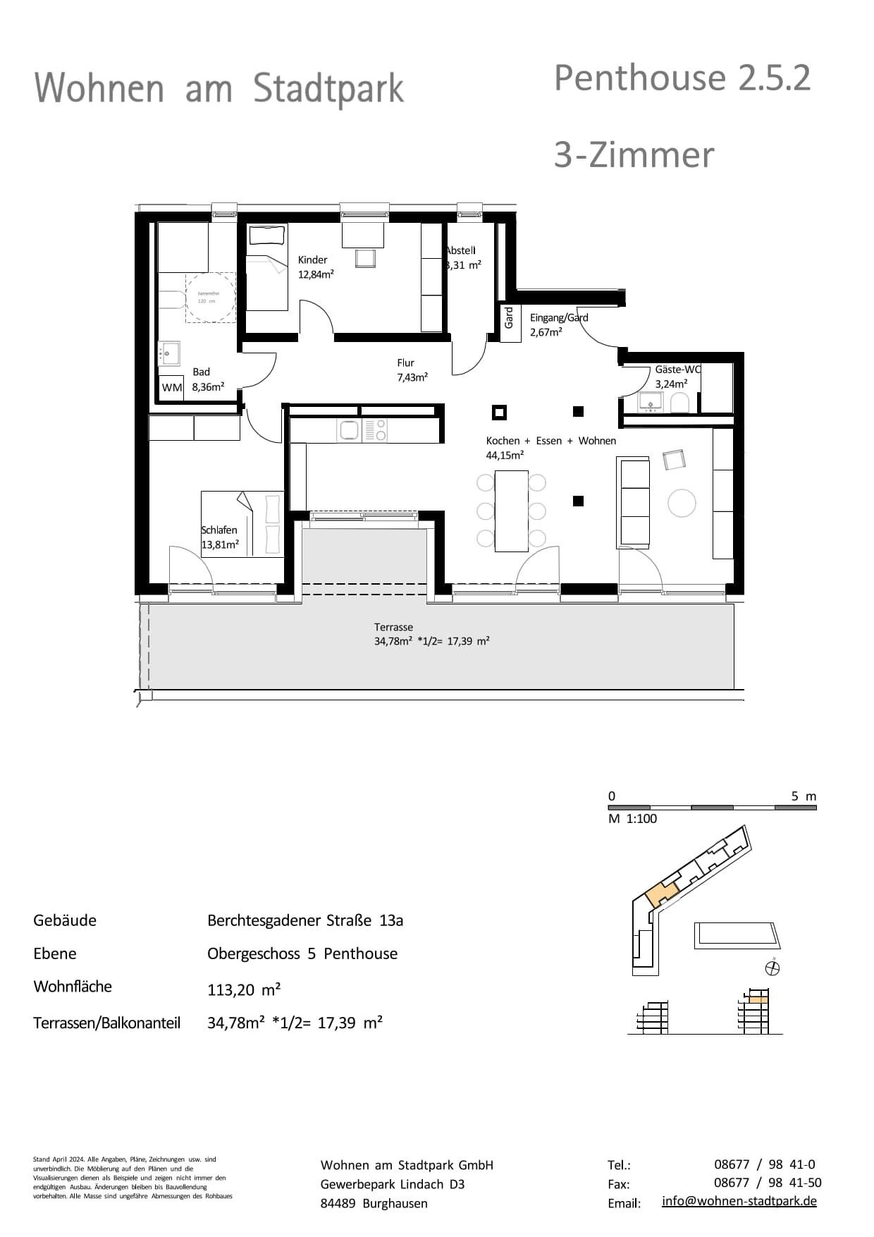 Penthouse zum Kauf provisionsfrei als Kapitalanlage geeignet 758.000 € 3 Zimmer 113,2 m²<br/>Wohnfläche Berchtesgadener Straße 13a Burghausen Burghausen 84489