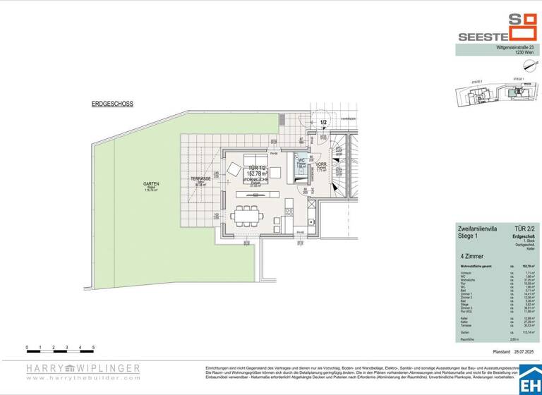 Doppelhaushälfte zum Kauf - Erstbezug provisionsfrei 1.538.000 € 4 Zimmer 152,8 m² Wien 1230
