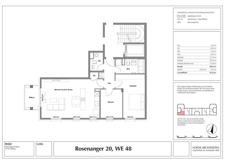 Wohnung zur Miete 1.120 € 3 Zimmer 83,4 m² 1. Geschoss frei ab 01.06.2026 Rosenanger 20 Wildau 15745