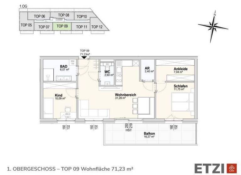 Wohnung zum Kauf - Erstbezug provisionsfrei 319.900 € 3 Zimmer 71,2 m² Etsdorf am Kamp 3492
