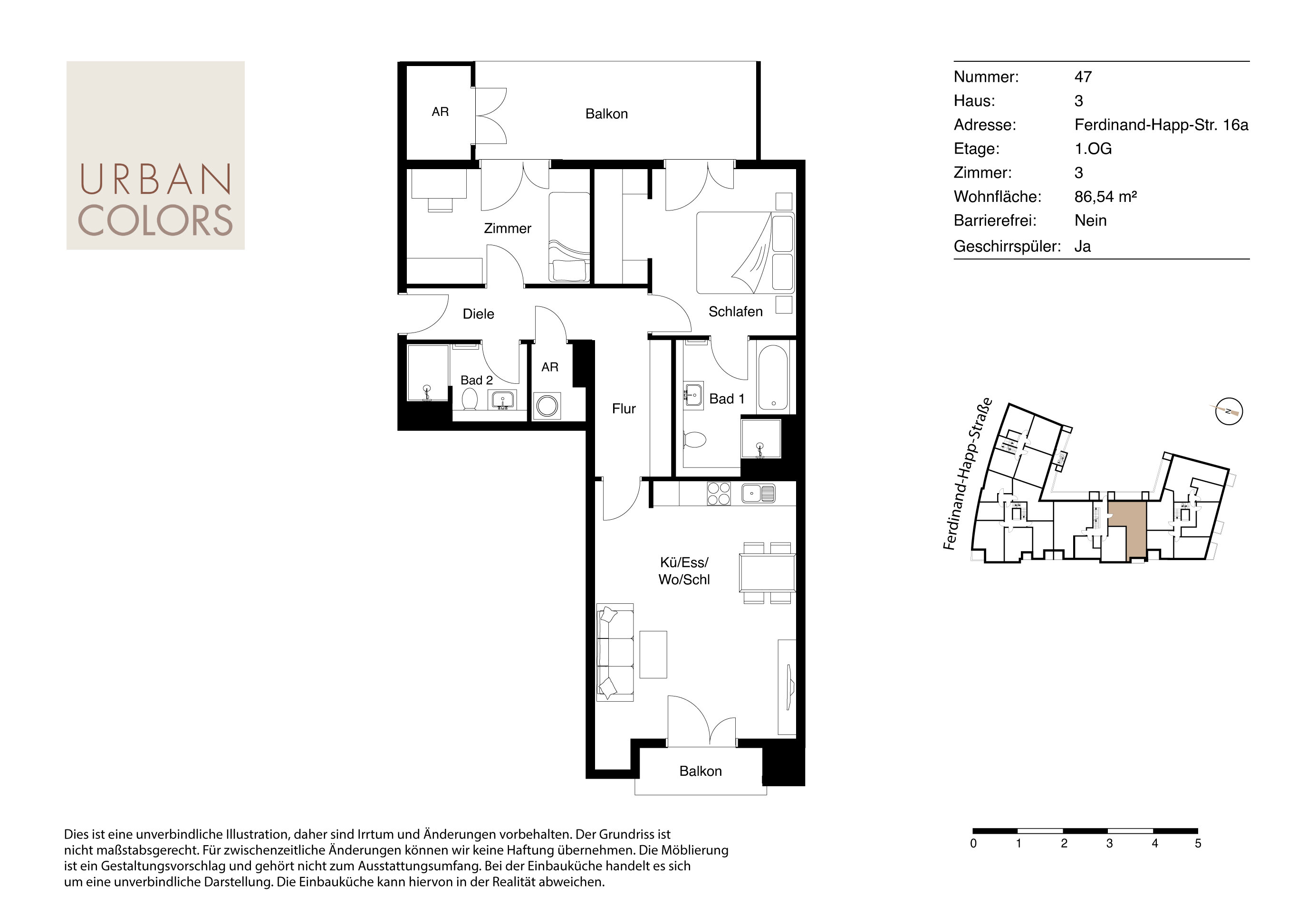 Wohnung zur Miete 1.645 € 3 Zimmer 86,5 m²<br/>Wohnfläche 1.<br/>Geschoss 01.01.2025<br/>Verfügbarkeit Ferdinand-Happ-Straße 16a Ostend Frankfurt am Main 60314