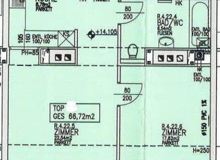 Wohnung zur Miete 649 € 2 Zimmer 66,7 m² Wien 1150