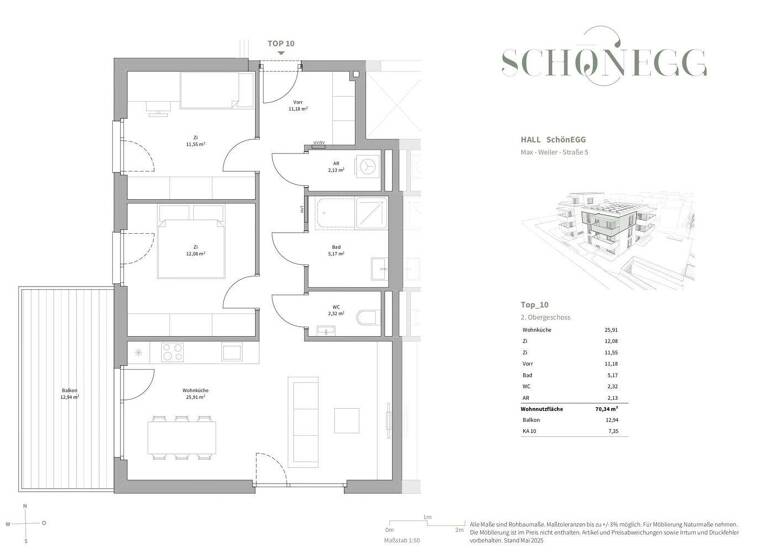 Wohnung zum Kauf - Erstbezug 702.750 € 3 Zimmer 70,3 m² 2. Geschoss Hall in Tirol 6060