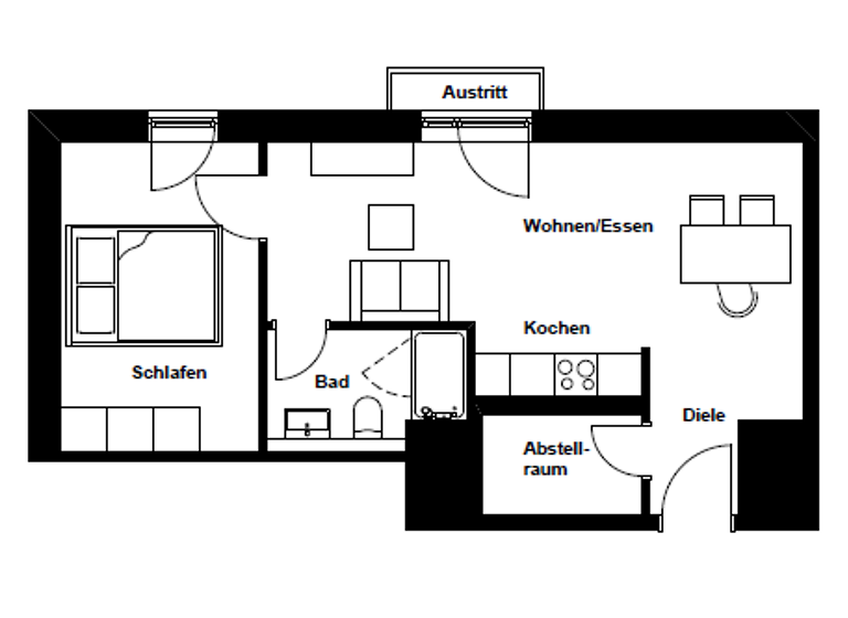 Wohnung zur Miete 1.190 € 2 Zimmer 44,1 m² 5. Geschoss frei ab 01.04.2026 Wandalenweg 5 Hammerbrook Hamburg 20097