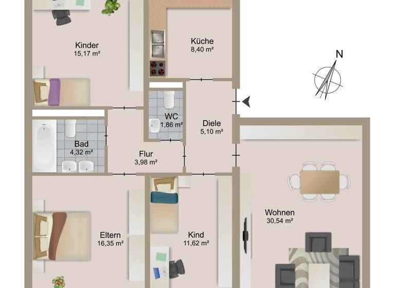 Wohnung zum Kauf 399.000 € 4 Zimmer 98,4 m²<br/>Wohnfläche 2.<br/>Geschoss Königsbau Konstanz / Königsbau 78464