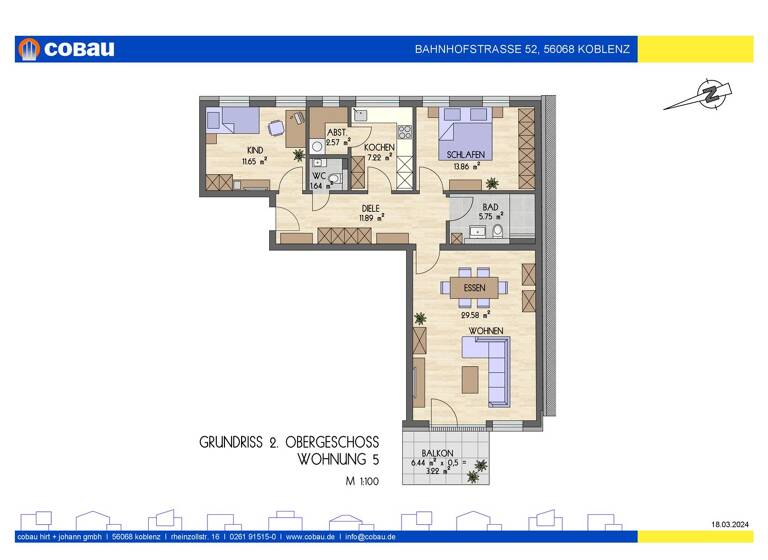 Wohnung zum Kauf - Erstbezug provisionsfrei als Kapitalanlage geeignet 429.500 € 3 Zimmer 87,5 m² Bahnhofstraße 52 Mitte Koblenz 56068