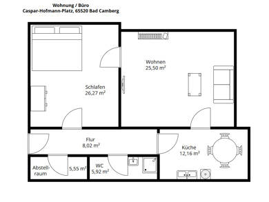 Wohnung zur Miete 740 € 2 Zimmer 75 m² frei ab 01.01.2026 Bad Camberg Bad Camberg 65520