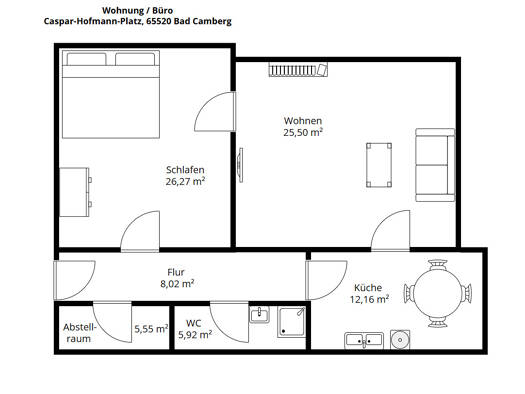 Wohnung zur Miete 740 € 2 Zimmer 75 m² frei ab 01.01.2026 Bad Camberg Bad Camberg 65520