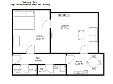 Wohnung zur Miete 740 € 2 Zimmer 75 m² frei ab 01.01.2026 Bad Camberg Bad Camberg 65520