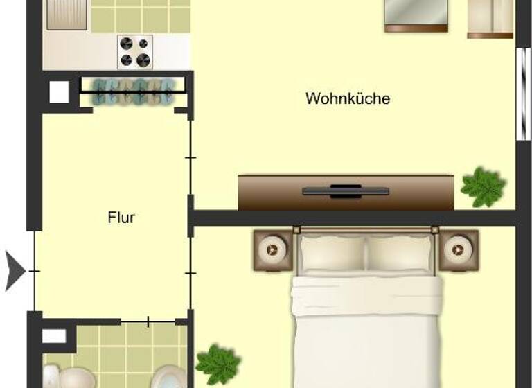 Wohnung zur Miete 429 € 2 Zimmer 42,1 m² 1. Geschoss Kösliner Straße 31 Großenbaum Duisburg 47269