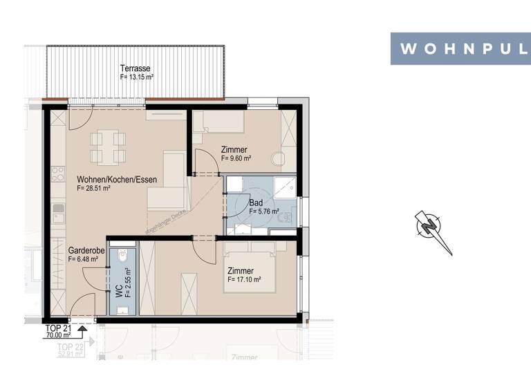 Terrassenwohnung zum Kauf - Neubau provisionsfrei 546.461 € 3 Zimmer 70 m² Huebe 43 Oberperfuss 6173