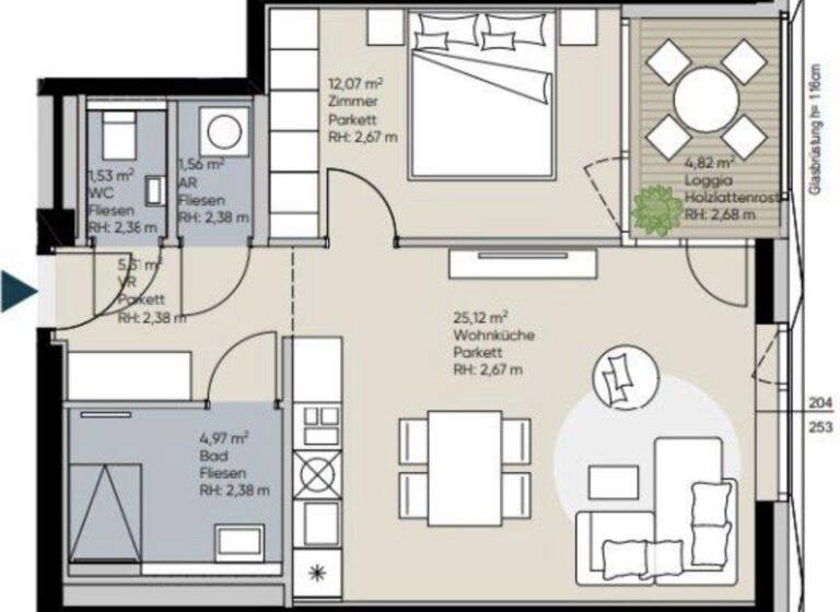 Wohnung zur Miete - Erstbezug 1.539 € 2 Zimmer 50,6 m² Wien 1220