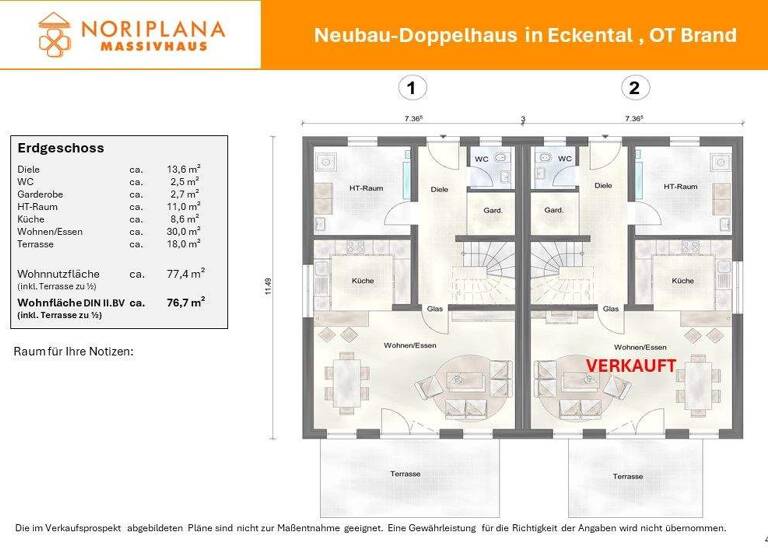Doppelhaushälfte zum Kauf - Erstbezug provisionsfrei 678.000 € 5 Zimmer 174 m² 355 m² Grundstück Narzissenstraße 9 Brand Eckental 90542