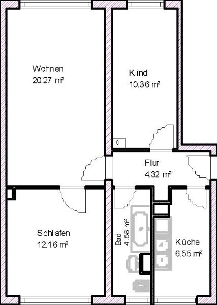 Wohnung zur Miete 379 € 3 Zimmer 58,2 m²<br/>Wohnfläche 3.<br/>Geschoss Welsleber Straße 22 Wohngebiet Welsleber Straße Magdeburg 39122