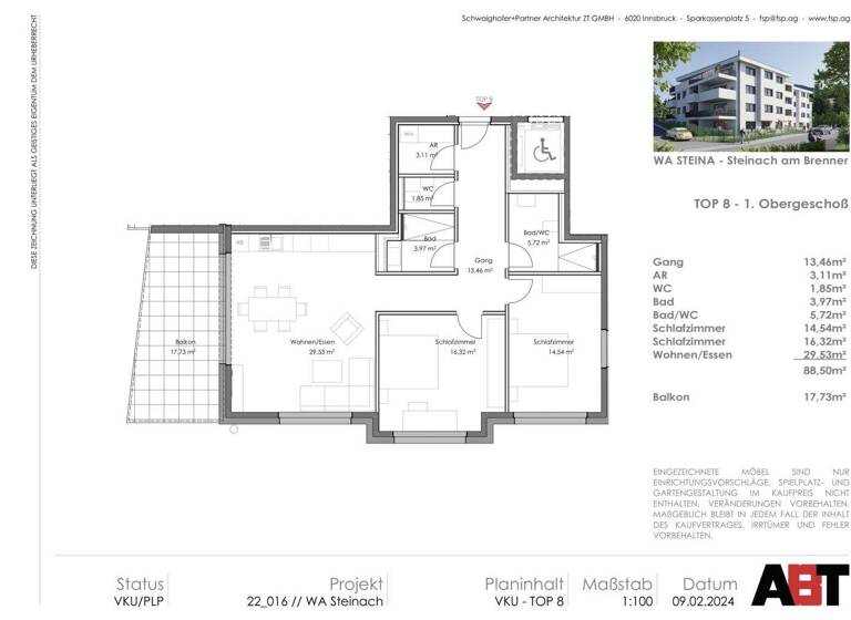 Wohnung zum Kauf - Erstbezug 467.280 € 3 Zimmer 88,5 m² 1. Geschoss Steinach am Brenner 6150