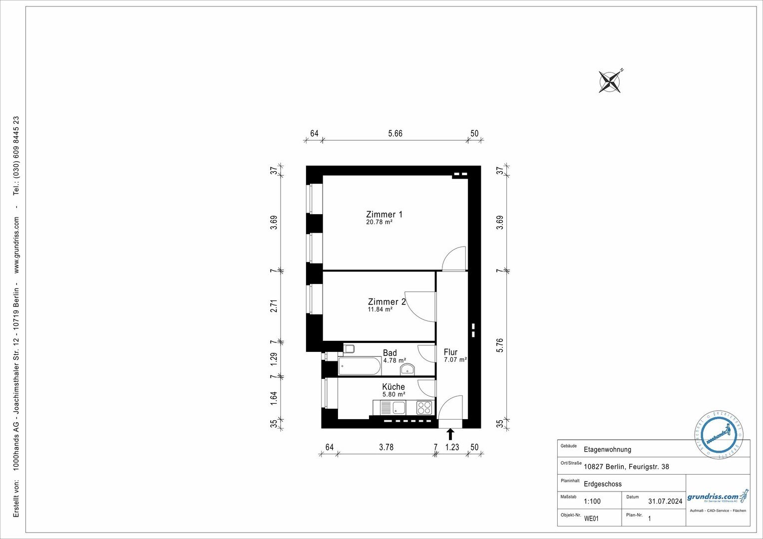 Wohnung zum Kauf provisionsfrei 319.999 € 2 Zimmer 51,1 m²<br/>Wohnfläche EG<br/>Geschoss Schöneberg Berlin 10827