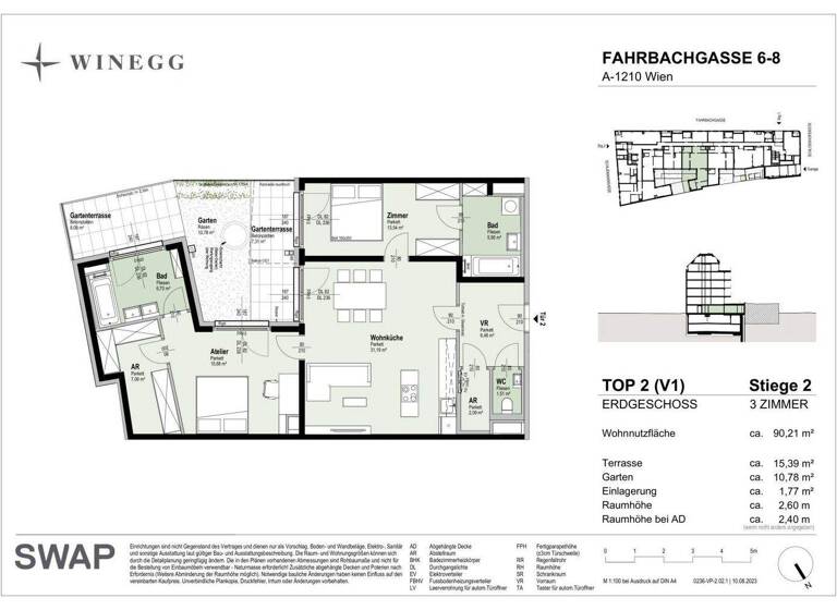 Wohnung zum Kauf - Erstbezug 598.700 € 3 Zimmer 90,5 m² EG Fahrbachgasse 6-8 Wien 1210
