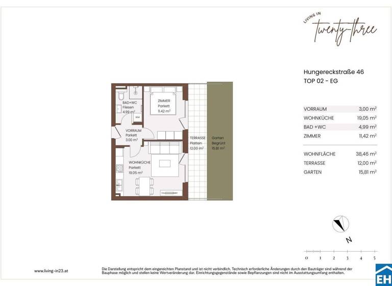 Wohnung zum Kauf - Erstbezug 249.000 € 2 Zimmer 38,5 m² EG Hungereckstraße Wien 1230
