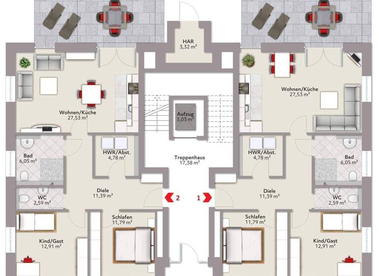Wohnung zum Kauf - Erstbezug 479.435 € 3 Zimmer 87,2 m² Rastede II Rastede 26180