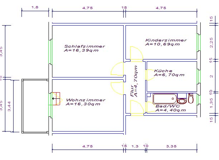 Wohnung zur Miete 481 € 3 Zimmer 59 m² 4. Geschoss Friedrich-Wolf-Straße 35 Schönefeld-Ost Leipzig 04347