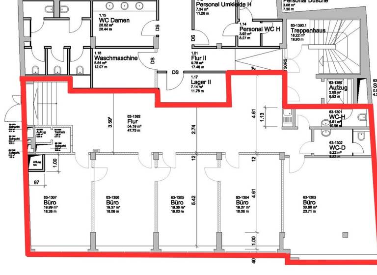 Bürogebäude zur Miete 1.550 € 5 Zimmer 175 m² Bürofläche Innenstadt Oldenburg 26122