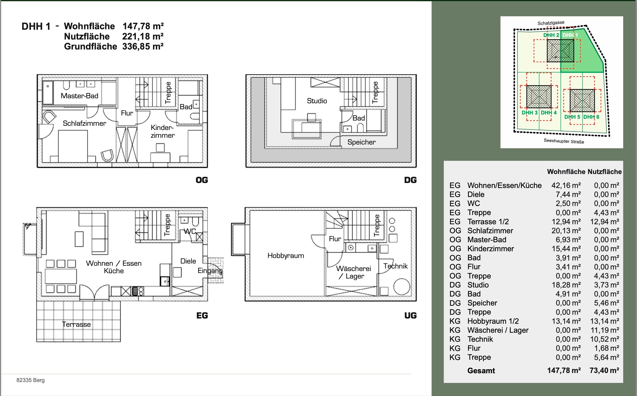 Doppelhaushälfte zum Kauf 1.247.449 € 5 Zimmer 123 m²<br/>Wohnfläche 306 m²<br/>Grundstück ab sofort<br/>Verfügbarkeit Berg Berg 82335