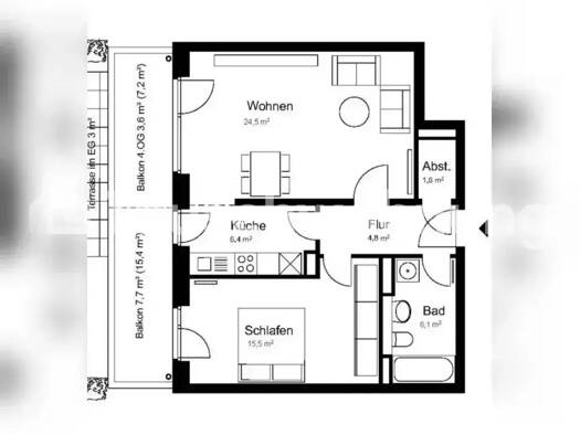 Wohnung zur Miete Tauschwohnung 1.046 € 2 Zimmer 63 m² 4. Geschoss Osdorf Hamburg 22765