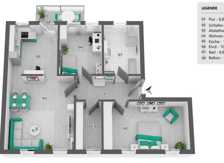 Wohnung zur Miete 960 € 3 Zimmer 85 m² 1. Geschoss frei ab 01.04.2026 Brodau Delitzsch 04509