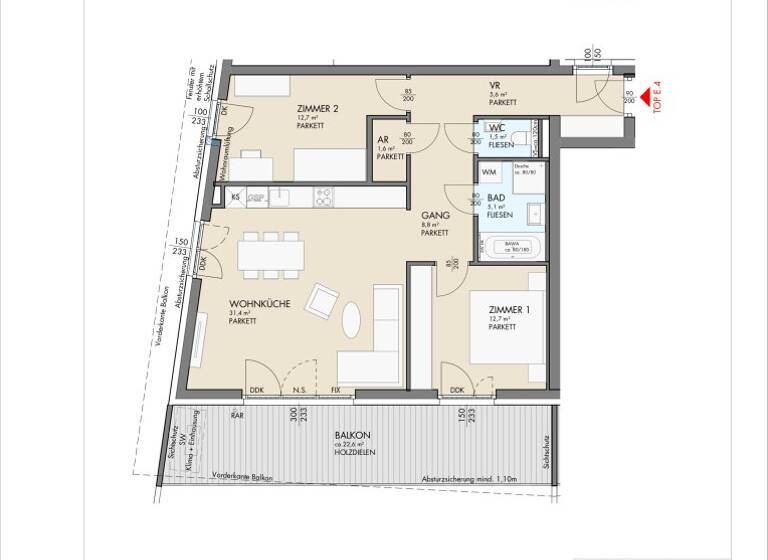 Wohnung zum Kauf - Erstbezug 399.000 € 3 Zimmer 79,4 m² 1. Geschoss Kohldorfer Straße 96 St. Martin Klagenfurt am Wörthersee 9020