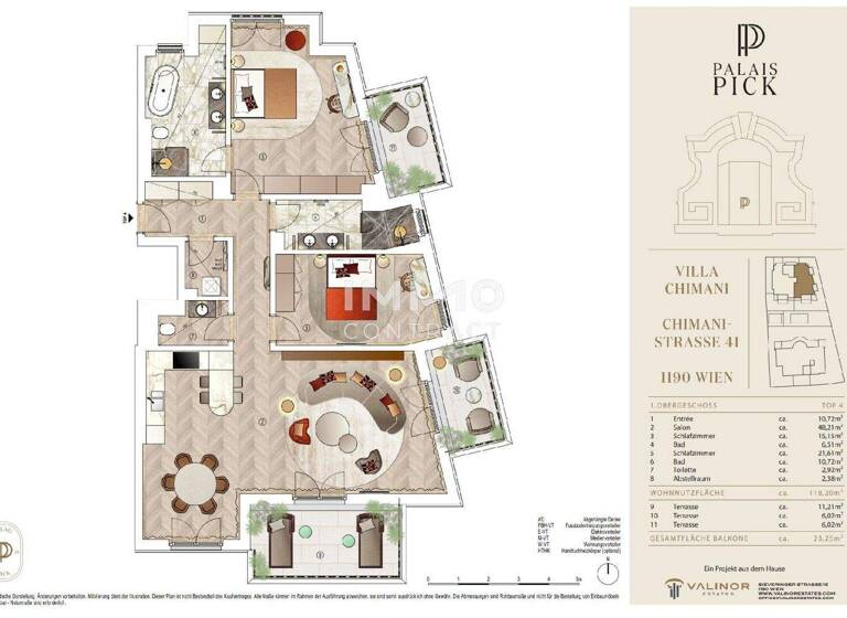 Terrassenwohnung zum Kauf - Erstbezug 1.640.000 € 3 Zimmer 118,2 m² Wien 1190
