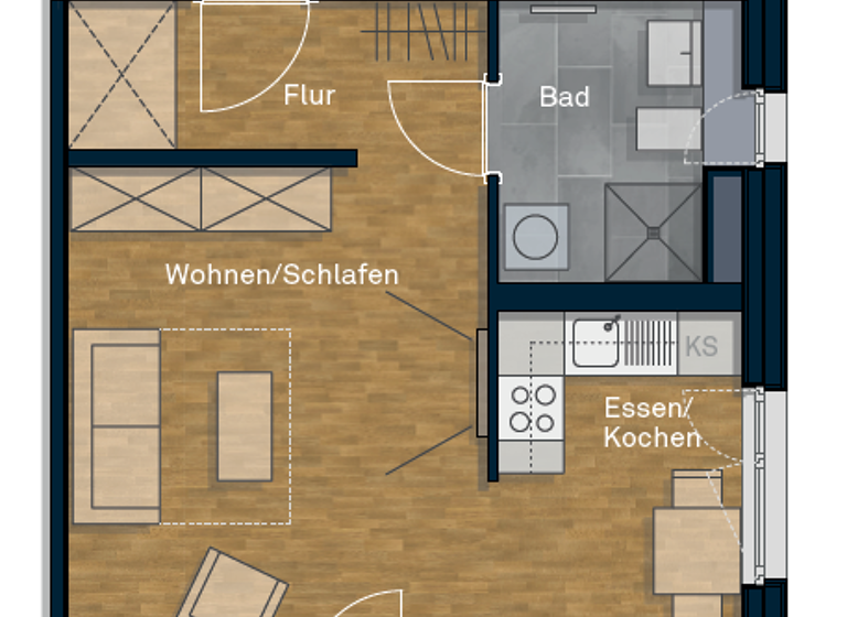 Studio zur Miete 685 € 1 Zimmer 37 m² 3. Geschoss frei ab sofort Nürnberger Straße 155 Erlangen-Süd Erlangen 91052