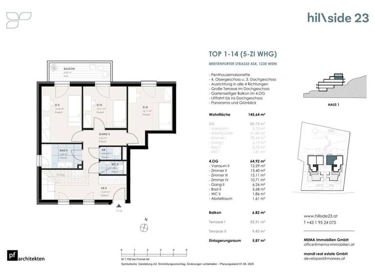 Maisonette zum Kauf - Erstbezug 1.188.000 € 5 Zimmer 145,6 m² 4. Geschoss Wien 1230