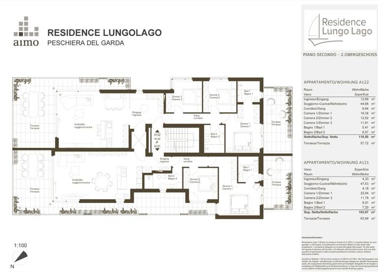 Wohnung zum Kauf 3 Zimmer 103,5 m² 2. Geschoss Lungolago Mazzini 14 Peschiera Del Garda 37019
