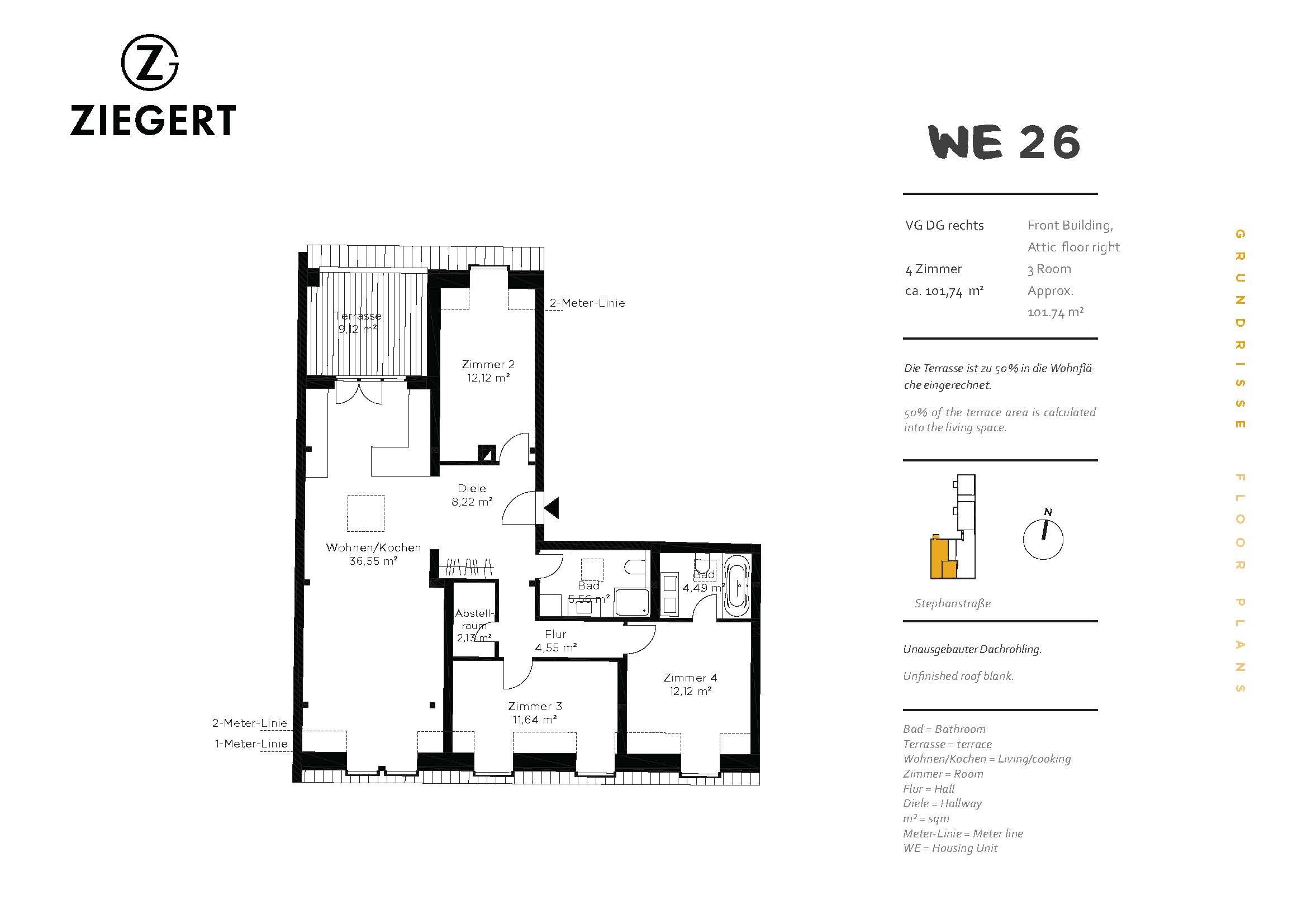 Wohnung zum Kauf provisionsfrei 305.220 € 4 Zimmer 101,7 m²<br/>Wohnfläche 6.<br/>Geschoss Stephanstraße 11 Moabit Berlin 10559