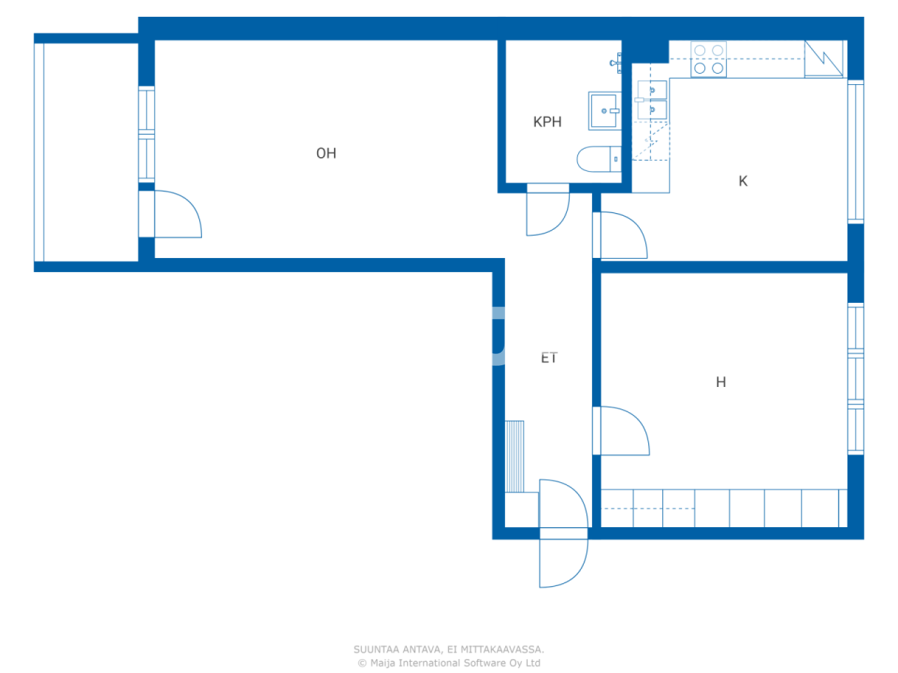 Studio zum Kauf 45.000 € 2 Zimmer 63 m²<br/>Wohnfläche 1.<br/>Geschoss Pitkänkarinkatu 17 Raahe 92100