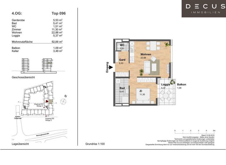 Wohnung zur Miete 556 € 2 Zimmer 52 m² 4. Geschoss frei ab 01.03.2026 Eggenberg Graz 8020