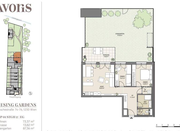 Wohnung zum Kauf - Erstbezug provisionsfrei 549.000 € 3 Zimmer 73,4 m² EG Wien 1230