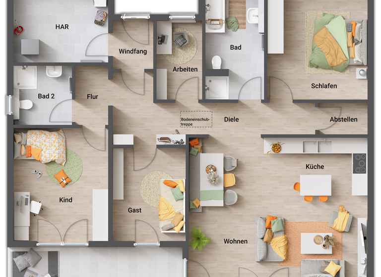 Bungalow zum Kauf - Erstbezug provisionsfrei 391.350 € 6 Zimmer 138 m² 500 m² Grundstück Dörnberg Habichtswald 34317